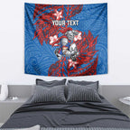 Personalised Newcastle Knights Tapestry Polynesian Tribal Pattern With Rugby Knight Mascot Art