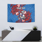 Personalised Newcastle Knights Tapestry Polynesian Tribal Pattern With Rugby Knight Mascot Art