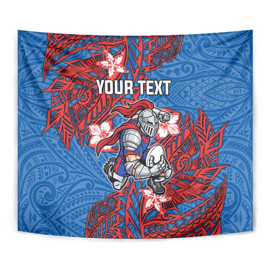 Personalised Newcastle Knights Tapestry Polynesian Tribal Pattern With Rugby Knight Mascot Art