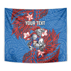 Personalised Newcastle Knights Tapestry Polynesian Tribal Pattern With Rugby Knight Mascot Art