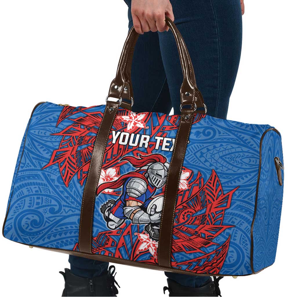 Personalised Newcastle Knights Travel Bag Polynesian Tribal Pattern With Rugby Knight Mascot Art