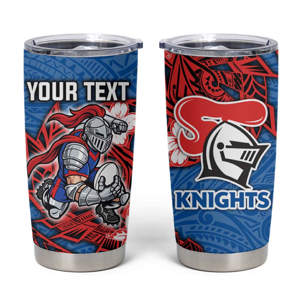 Personalised Newcastle Knights Tumbler Cup Polynesian Tribal Pattern With Rugby Knight Mascot Art