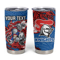 Personalised Newcastle Knights Tumbler Cup Polynesian Tribal Pattern With Rugby Knight Mascot Art