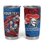 Personalised Newcastle Knights Tumbler Cup Polynesian Tribal Pattern With Rugby Knight Mascot Art