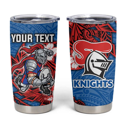Personalised Newcastle Knights Tumbler Cup Polynesian Tribal Pattern With Rugby Knight Mascot Art
