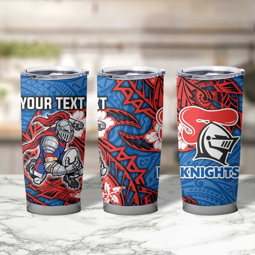 Personalised Newcastle Knights Tumbler Cup Polynesian Tribal Pattern With Rugby Knight Mascot Art