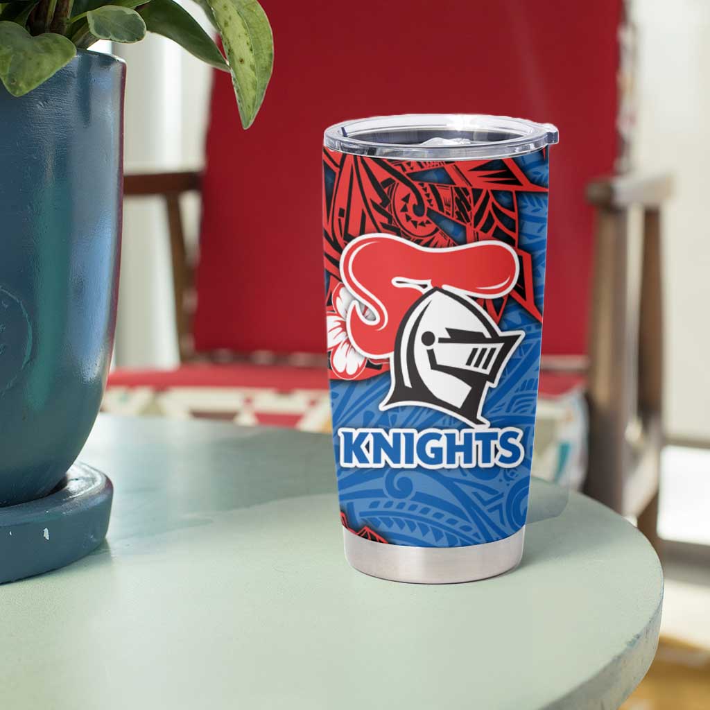 Personalised Newcastle Knights Tumbler Cup Polynesian Tribal Pattern With Rugby Knight Mascot Art