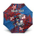 Personalised Newcastle Knights Umbrella Polynesian Tribal Pattern With Rugby Knight Mascot Art