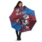 Personalised Newcastle Knights Umbrella Polynesian Tribal Pattern With Rugby Knight Mascot Art