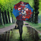 Personalised Newcastle Knights Umbrella Polynesian Tribal Pattern With Rugby Knight Mascot Art