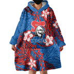 Personalised Newcastle Knights Wearable Blanket Hoodie Polynesian Tribal Pattern With Rugby Knight Mascot Art