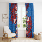 Personalised Newcastle Knights Window Curtain Polynesian Tribal Pattern With Rugby Knight Mascot Art