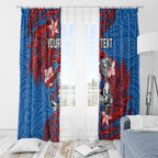 Personalised Newcastle Knights Window Curtain Polynesian Tribal Pattern With Rugby Knight Mascot Art