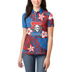 Personalised Newcastle Knights Women Polo Shirt Polynesian Tribal Pattern With Rugby Knight Mascot Art