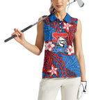 Personalised Newcastle Knights Women Sleeveless Polo Shirt Polynesian Tribal Pattern With Rugby Knight Mascot Art