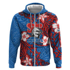 Personalised Newcastle Knights Zip Hoodie Polynesian Tribal Pattern With Rugby Knight Mascot Art