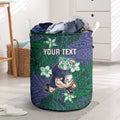 Personalised New Zealand Warriors Laundry Basket Polynesian Tribal Pattern With Rugby Warrior Mascot Art