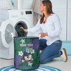 Personalised New Zealand Warriors Laundry Basket Polynesian Tribal Pattern With Rugby Warrior Mascot Art