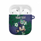 Personalised New Zealand Warriors AirPods Case Polynesian Tribal Pattern With Rugby Warrior Mascot Art