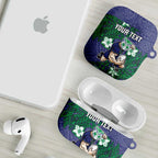 Personalised New Zealand Warriors AirPods Case Polynesian Tribal Pattern With Rugby Warrior Mascot Art