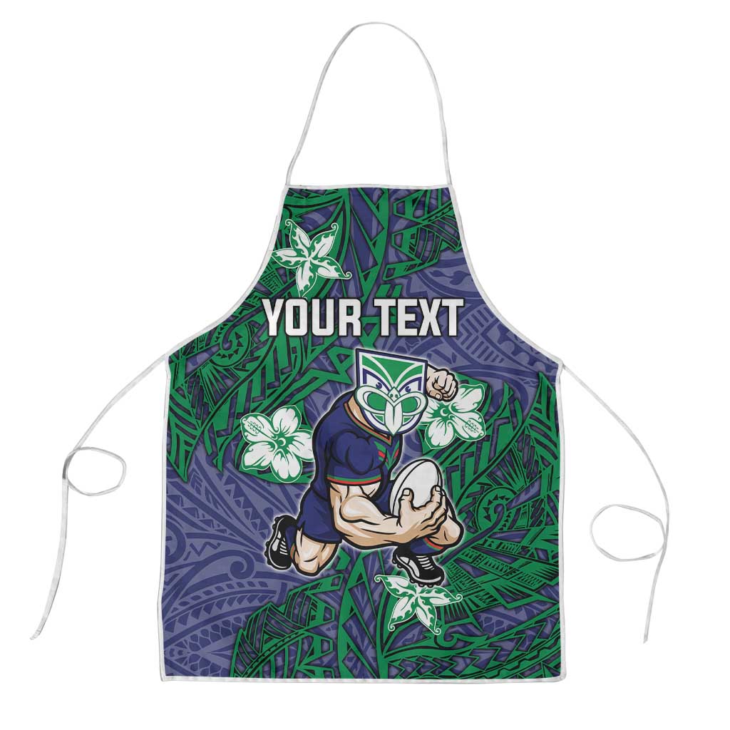 Personalised New Zealand Warriors Apron Polynesian Tribal Pattern With Rugby Warrior Mascot Art