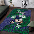 Personalised New Zealand Warriors Area Rug Polynesian Tribal Pattern With Rugby Warrior Mascot Art