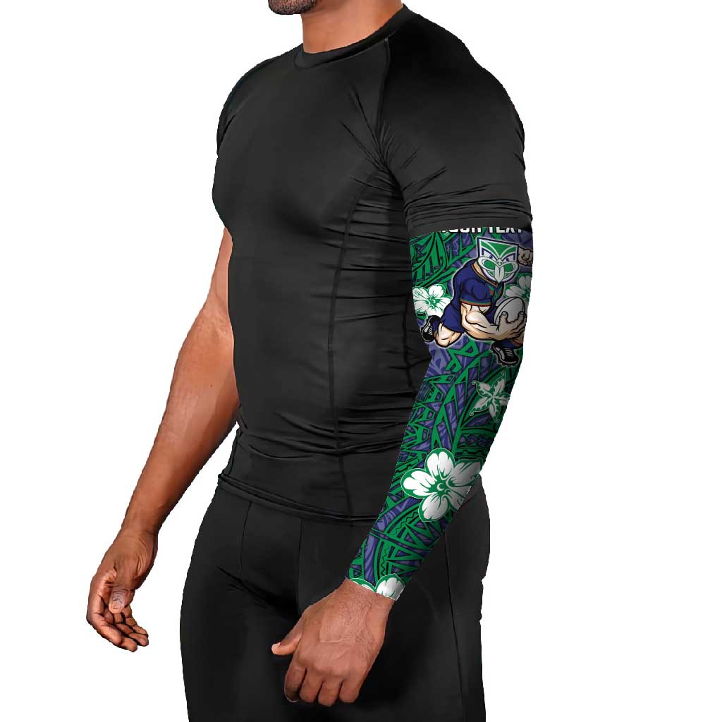 Personalised New Zealand Warriors Arm Sleeves Polynesian Tribal Pattern With Rugby Warrior Mascot Art