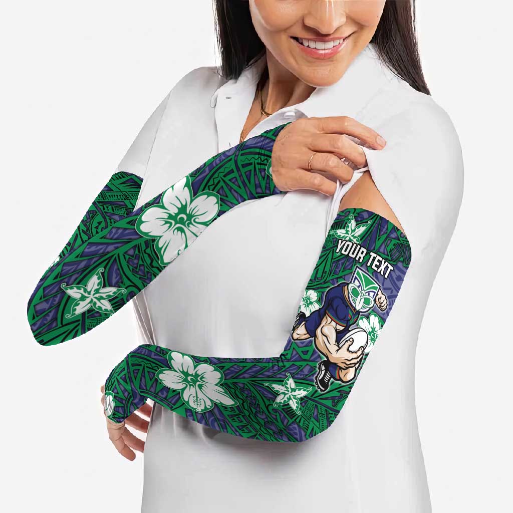 Personalised New Zealand Warriors Arm Sleeves Polynesian Tribal Pattern With Rugby Warrior Mascot Art