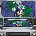 Personalised New Zealand Warriors Auto Sun Shade Polynesian Tribal Pattern With Rugby Warrior Mascot Art