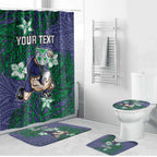 Personalised New Zealand Warriors Bathroom Set Polynesian Tribal Pattern With Rugby Warrior Mascot Art