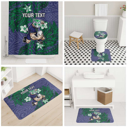 Personalised New Zealand Warriors Bathroom Set Polynesian Tribal Pattern With Rugby Warrior Mascot Art