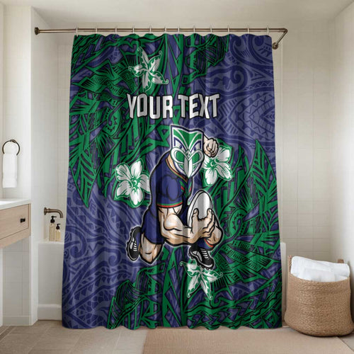 Personalised New Zealand Warriors Bathroom Set Polynesian Tribal Pattern With Rugby Warrior Mascot Art