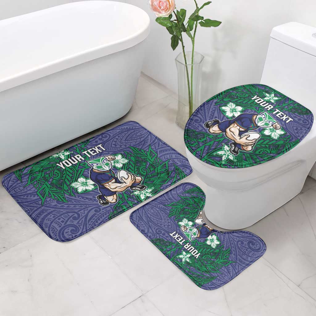 Personalised New Zealand Warriors Bathroom Set Polynesian Tribal Pattern With Rugby Warrior Mascot Art