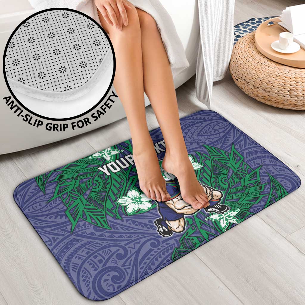 Personalised New Zealand Warriors Bathroom Set Polynesian Tribal Pattern With Rugby Warrior Mascot Art