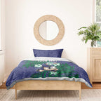 Personalised New Zealand Warriors Bedding Set Polynesian Tribal Pattern With Rugby Warrior Mascot Art