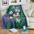 Personalised New Zealand Warriors Blanket Polynesian Tribal Pattern With Rugby Warrior Mascot Art