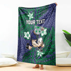 Personalised New Zealand Warriors Blanket Polynesian Tribal Pattern With Rugby Warrior Mascot Art