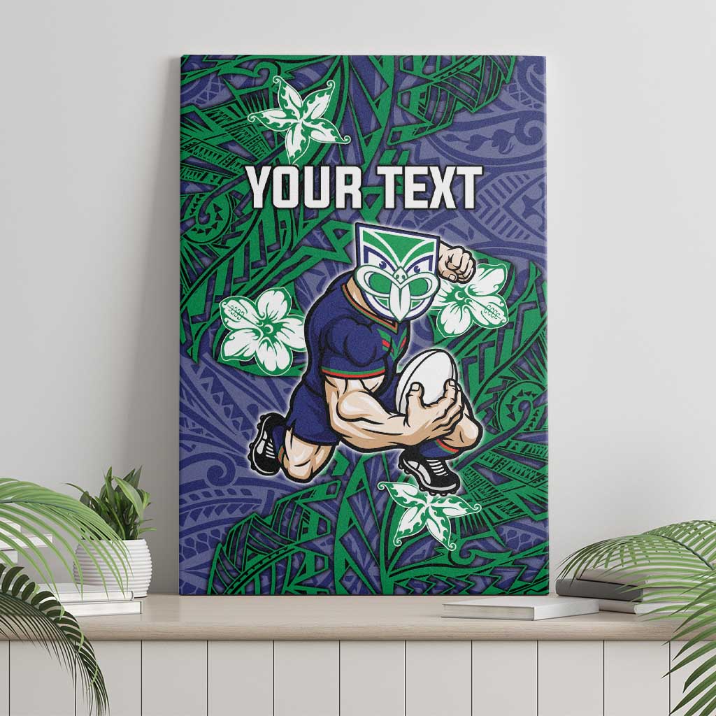 Personalised New Zealand Warriors Canvas Wall Art Polynesian Tribal Pattern With Rugby Warrior Mascot Art