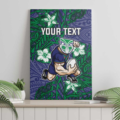 Personalised New Zealand Warriors Canvas Wall Art Polynesian Tribal Pattern With Rugby Warrior Mascot Art
