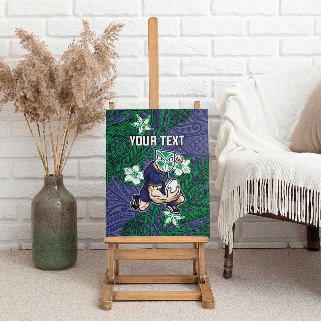 Personalised New Zealand Warriors Canvas Wall Art Polynesian Tribal Pattern With Rugby Warrior Mascot Art