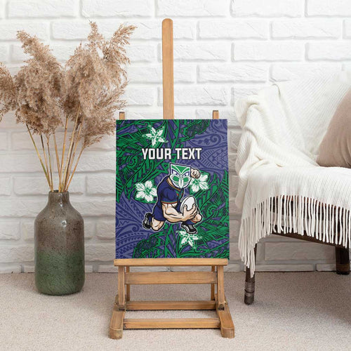 Personalised New Zealand Warriors Canvas Wall Art Polynesian Tribal Pattern With Rugby Warrior Mascot Art