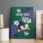 Personalised New Zealand Warriors Canvas Wall Art Polynesian Tribal Pattern With Rugby Warrior Mascot Art