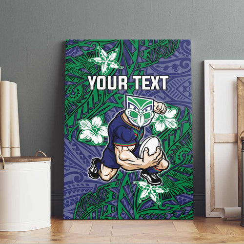 Personalised New Zealand Warriors Canvas Wall Art Polynesian Tribal Pattern With Rugby Warrior Mascot Art