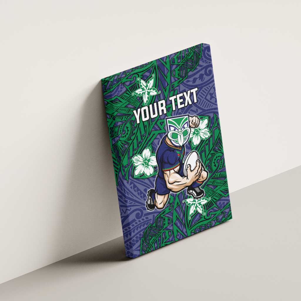 Personalised New Zealand Warriors Canvas Wall Art Polynesian Tribal Pattern With Rugby Warrior Mascot Art