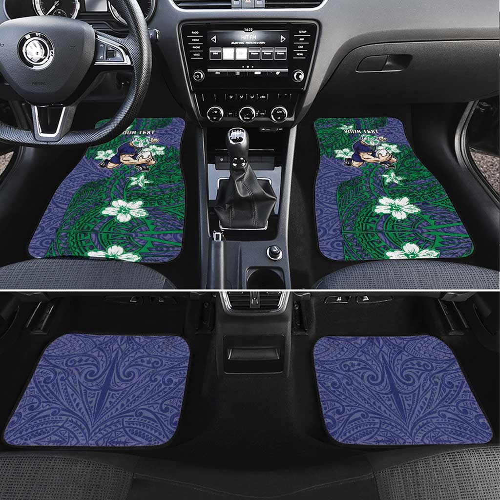 Personalised New Zealand Warriors Car Mats Polynesian Tribal Pattern With Rugby Warrior Mascot Art