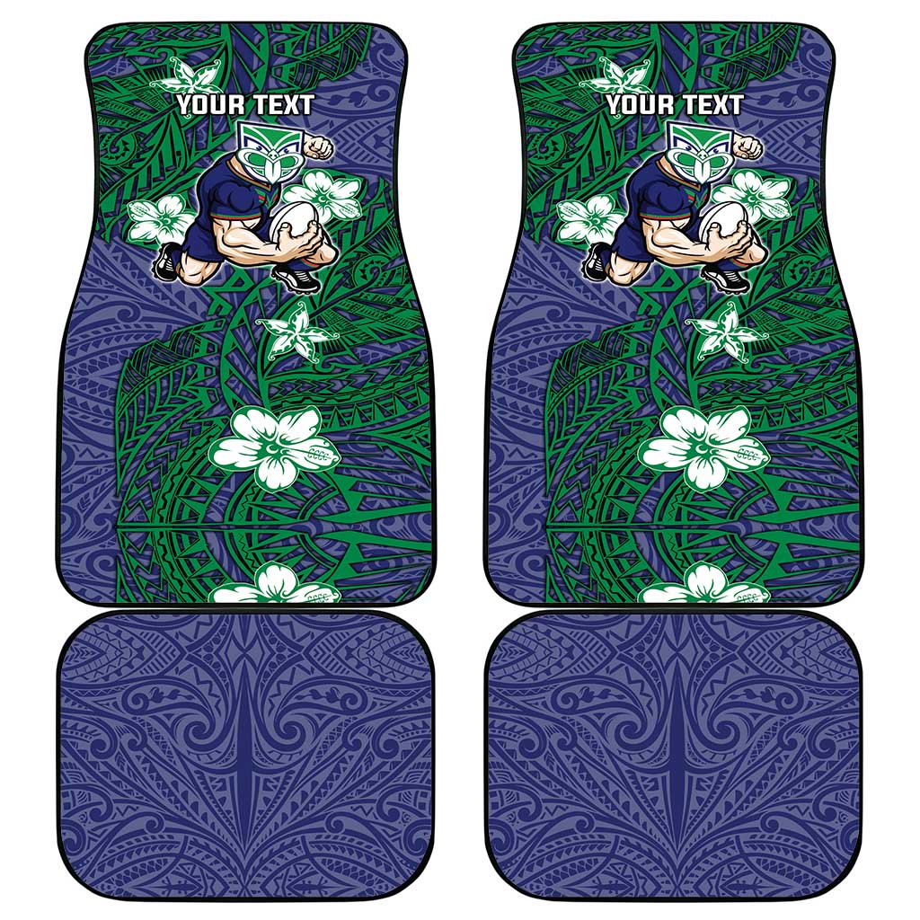 Personalised New Zealand Warriors Car Mats Polynesian Tribal Pattern With Rugby Warrior Mascot Art