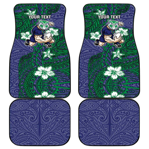 Personalised New Zealand Warriors Car Mats Polynesian Tribal Pattern With Rugby Warrior Mascot Art