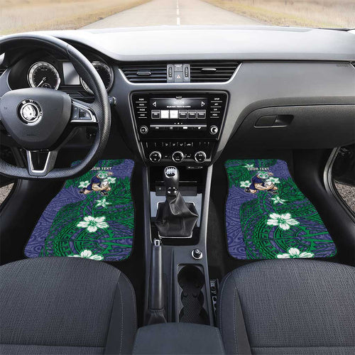 Personalised New Zealand Warriors Car Mats Polynesian Tribal Pattern With Rugby Warrior Mascot Art