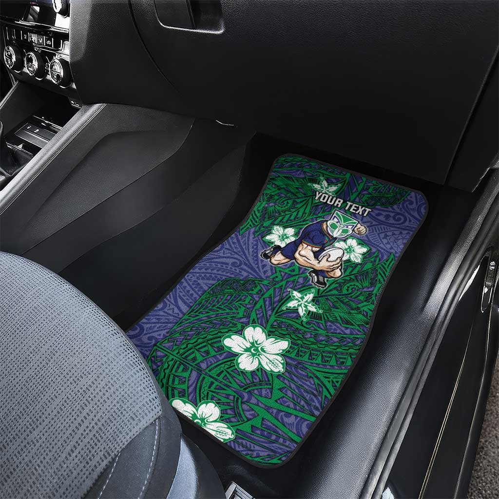 Personalised New Zealand Warriors Car Mats Polynesian Tribal Pattern With Rugby Warrior Mascot Art