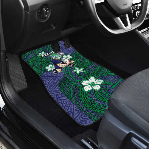 Personalised New Zealand Warriors Car Mats Polynesian Tribal Pattern With Rugby Warrior Mascot Art